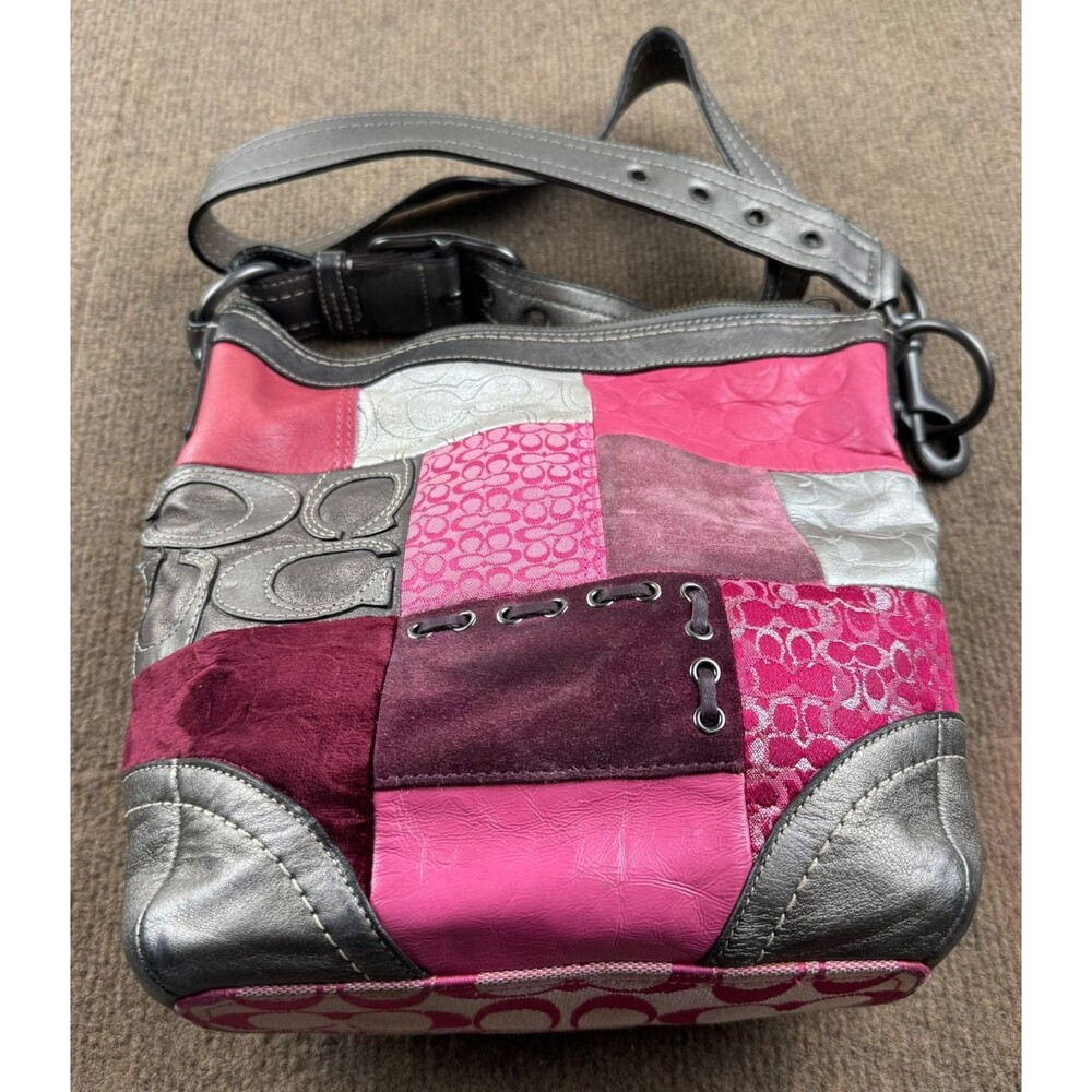 Coach Soho Patchwork Crossbody Bag Silver/Pink Y2K Signature Leather F12863